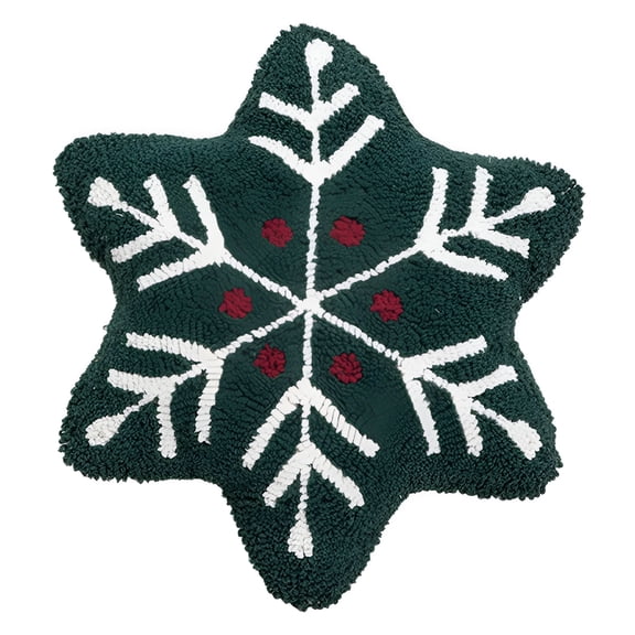 XIBUFE Christmas Throw Pillows Plush Christmas Elements Snowflake Christmas Tree Shaped Pillow for Christmas Winter Holiday Party Outdoor Bedroom Cushion Decoration Winter Throw Pillows(Green)