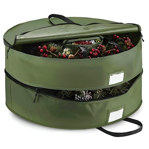 XIBUFE Christmas Tree Storage Bag,Fits Up 30 in Tall Artificial Trees-Heavy Duty Holiday Storage Box with Sturdy Reinforced Handles&Zipper&Pocket- 600D Oxford Tree Storage Container,Green
