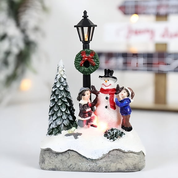 XIBUFE Christmas Village Tabletop Decor - Durable Resin Figurine Set for Home,Mantel,Gift Collection,Holiday Snowman Scene Christmas Village Figurines