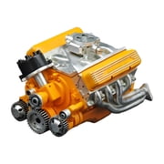 XIBUFE Cison V8 Engine Kit Gas,Gasoline Ohv V8 Small-Block Engine Model Kits,Mini V8 Engine Kits That Runs,Build Your Own Stem V8 Model Engine for Adults,4-Stroke 44Cc Water-Cooled 1/6Yellow