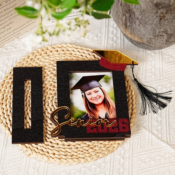XIBUFE Class of 2026 Graduation Picture Frame Wooden Graduate Small Cap Photo Display Holder for Kindergarten Preschool High School Keepsake Gift Graduation Picture Display