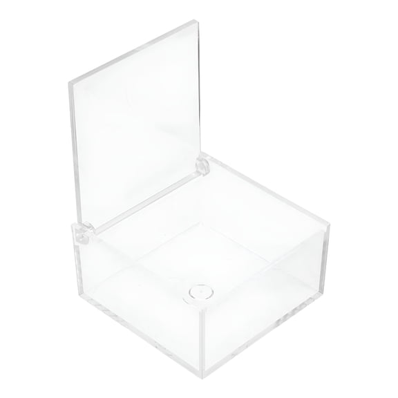 XIBUFE Clear Acrylic Display Box with Hinged Lid, 3.1 Inch Square Jewelry Case for Collectibles, Miniatures & Office Supplies, Transparent Storage Container for Home Decor