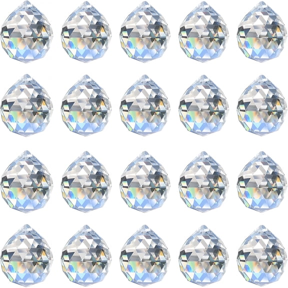 XIBUFE Clear Crystal Ball Prism Suncatcher Rainbow Pendants,Hanging Crystals Prisms for Windows,for Feng Shui,for Gift (0.8"/20Mm 20Pack)
