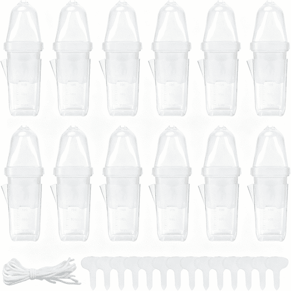 XIBUFE Clear Nursery Pots Set-12 Pack Self Watering Pots for Indoor Plants,2 Inch Seed Starter Cups,Transparent Humidity Dome Kit | Adjustable Vent Reservoir System for Propagation Cuttings