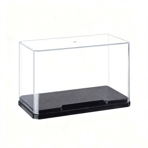 XIBUFE Clear Plastic Display Case 7X3.5X4 Inch Display Stand Box Self-Assembl Display Case with Black Base Dust Proof Protection Showcase for Collection Bricks Blocks Models