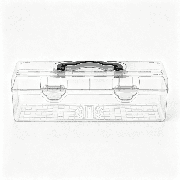 XIBUFE Clear Plastic Needlework Storage Box with Lid,Portable Sewing Needle Holder&Painting Tool Organizer for Small Embroidery Projects,Arts&Crafts Container,13X4X4 Inches
