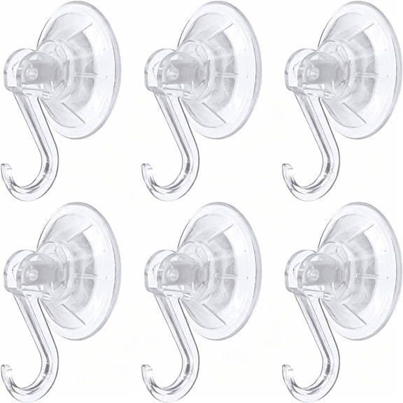 XIBUFE Clear Plastic Suction Cup Hook,6 Pack Ultra Heavy Duty Hooks Strong Power Lock Hooks Vacuum Traceless Hooks Smooth Waterproof Oil-Proof Wall Shower Kitchen Window Bathroom Holder