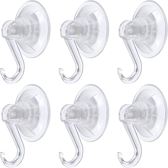 XIBUFE Clear Plastic Suction Cup Hook, 6 Pack Ultra Heavy Duty Hooks Strong Power Lock Hooks Vacuum Traceless Hooks Smooth Waterproof Oil-Proof Wall Shower Kitchen Window Bathroom Holder