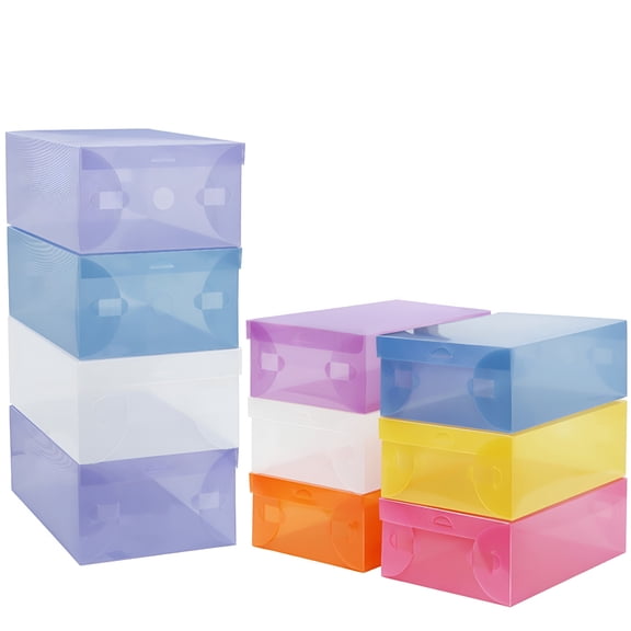XIBUFE Clear Shoe Box,Foldable Shoe Storage Boxes Plastic Shoe Organizer Bin,Large Clear Plastic Shoe Storage Containers Stackable Organizer for Men,Women and Kids Clear Shoe Boxes Stackable