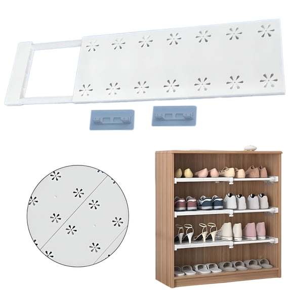 XIBUFE Closet Metal Storage Rack,Tension Shelf Expandable Retractable Adjustable Organizer Diy Divider Separator for Cabinet Wardrobe Cupboard Kitchen Bathroom Scalable: 12.6-18.9In White