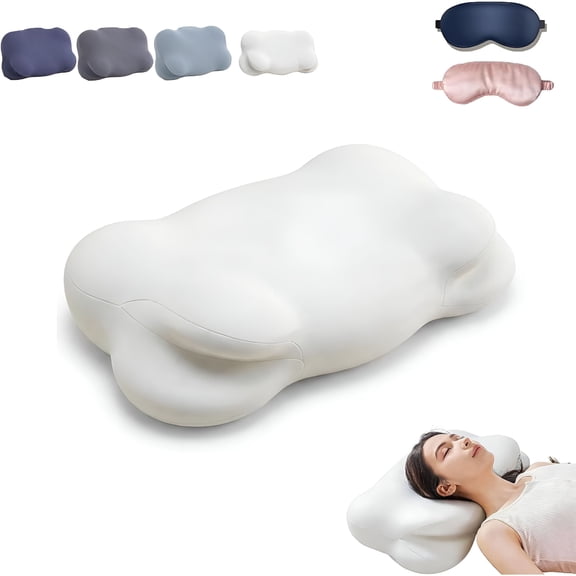 XIBUFE Cloud Pillow,Cloud Neck Pillow,Ergonomic Memory Foam Pillows,Adjustable Cervical Neck Support Pillow with Breathable Pillowcase for Side Back Stomach Sleepers (White)