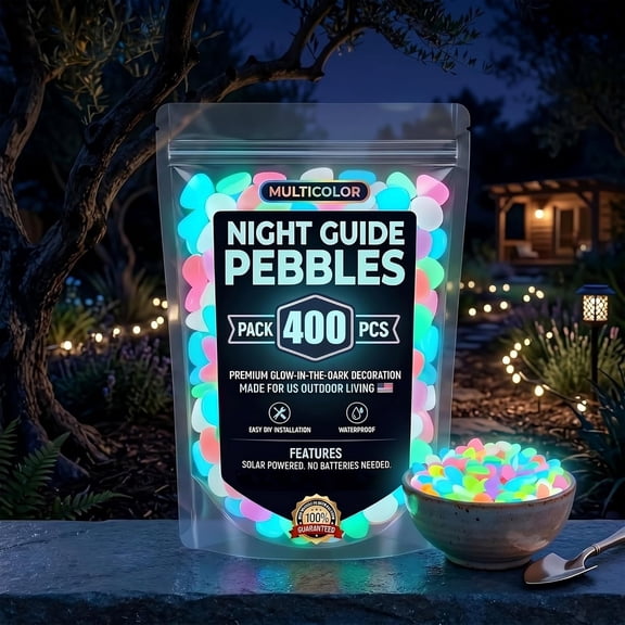 XIBUFE Colorful Glow-In-The-Dark Garden Stones,Glowing Pebbles for Garden Outdoor,Luminous Rocks for Walkway Patio Lawn Yard Landscaping,Fish Tank Aquarium Decor(Multicolored,400Pcs)