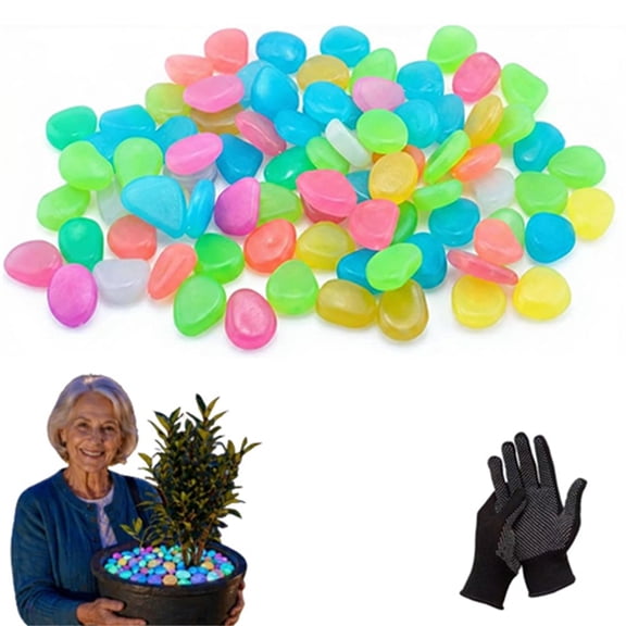 XIBUFE Colorful Glow-In-The-Dark Garden Stones, Mixed Color Luminous Garden Pebbles Stepping Stone, Glow in the Dark Rocks for Outdoor Landscaping Aquarium Fish Tank Decor