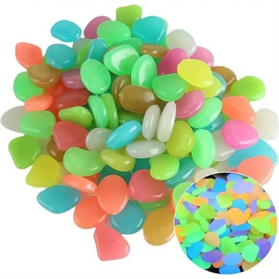 XIBUFE Colorful Glow-In-The-Dark Garden Stones Night,Garden River Pebbles, Artificial Landscape Rocks for Driveway Walkway Stepping Stone Paths with Natural Look (Mix-50Pcs)
