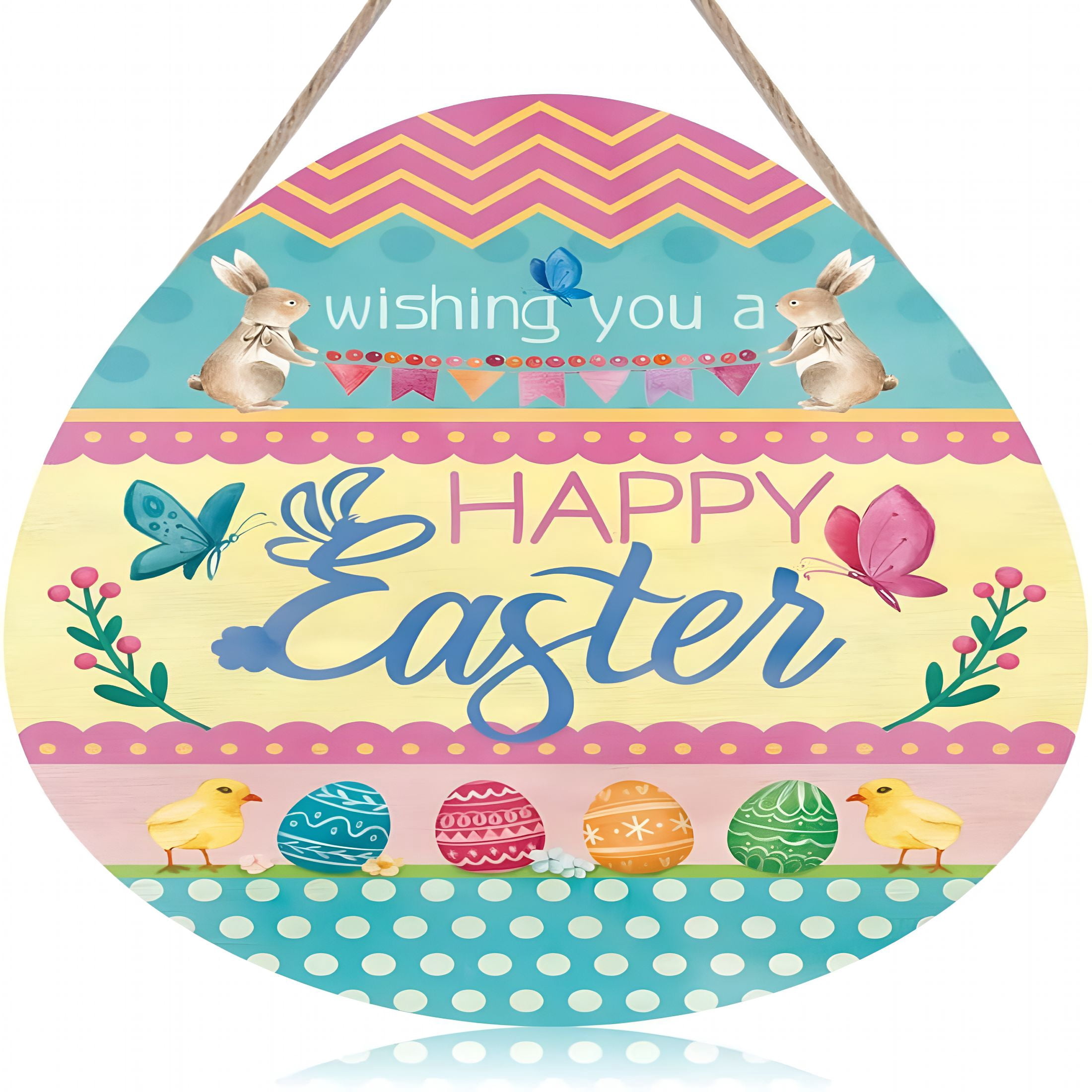 XIBUFE Colorful Happy Easter Door Sign Plaque (9.1''X11.8''),Easter Egg ...