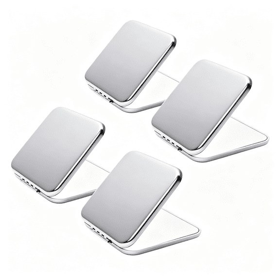 XIBUFE Compact Mirror ,Metal Square Shell,Double-Sided 1X/2X Magnifying,Small Pocket Mirror,Portable Travel Mirror for Purse,Silver,4 Packs Height Adjustable Makeup Mirror