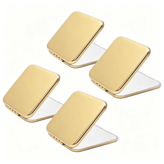XIBUFE Compact Mirror,Metal Square Shell,Double-Sided 1X2X Magnifying,Small Pocket Mirror,Portable Travel Mirror for Purse,Glod Compact Mirror,4 Packs