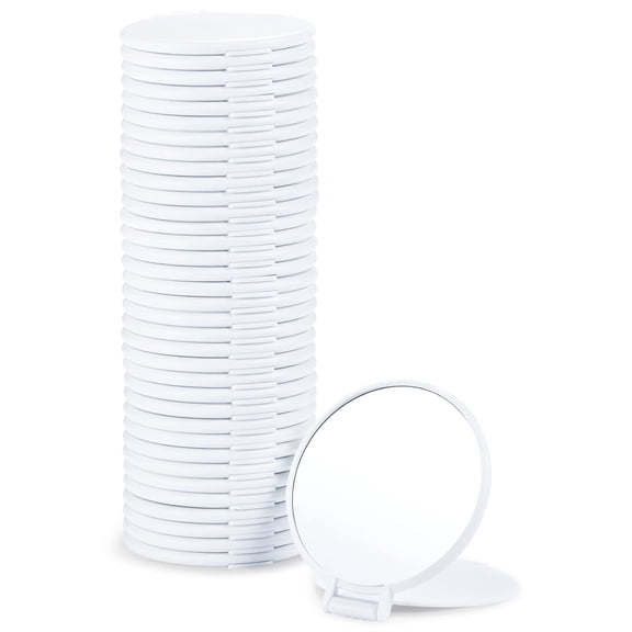 XIBUFE Compact Mirror , Round Makeup Compact Mirrors for Purse, Set of 36 Compact Mirror (White)