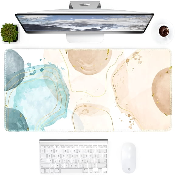 XIBUFE Computer Desk Mat for Keyboard And Mouse,Desk Pad Mat,Extra Large Mouse Pad for Desk with Non-Slip Rubber Base,Desk Matt,Xxl Keyboard Mat for Gaming,Office,Women,Boho Bubble Watercolor