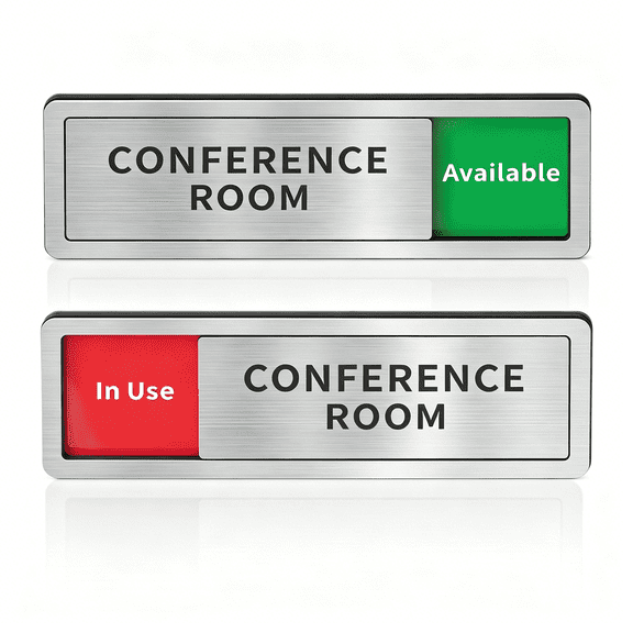XIBUFE Conference Room Office Door Signs Do Not Disturb,In Use/Available Slider Sign for Home Office Wellness Conference Vacant Occupied Privacy Sliding Door Sign,Brushed Silver