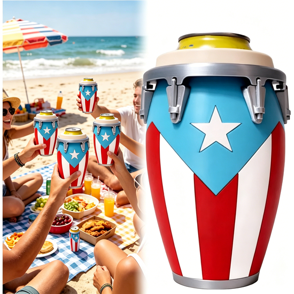 XIBUFE Conga Style Can Holder,Fun Musical Drink Holder for Standard 12Oz Cans,For Parties,Bbq,Beach & Festivals,Lightweight Durable Cup Sleeve,Unique Conversation Starter Gift for Friends (Type - A)
