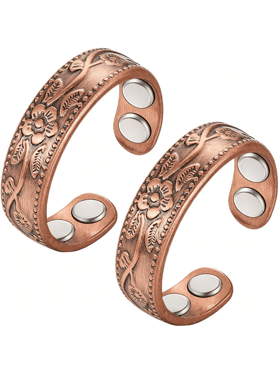 Copper Magnetic Rings for Women Strong Magnets Pure Copper | Adjustable Solid Cooper Thumb Toe Ring, 3500 Gauss, with Present Box, Daily Finger Comfort