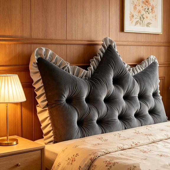 XIBUFE Crown Shaped Headboard Pillow, Large Soft Reading Pillow for Bed Backrest Cushion for Sitting Reading Support