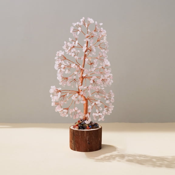 XIBUFE Crystal Healing Chakra Tree of Life Rose Quartz,Sister Women Mom Birthday Spiritual Gifts Positive Energy & Good Luck,Bonsai Gem Stone Feng Shui Money Tree House Home Office Room Desk Decor