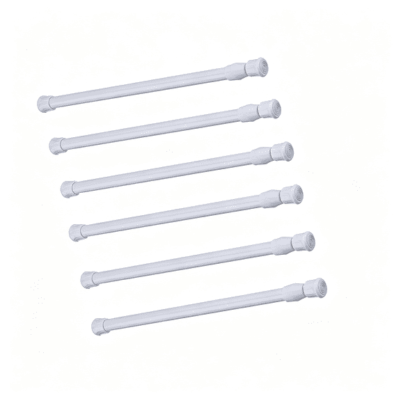 XIBUFE Cupboard Bars Tension Rods, 6 Pack 11.8-20 Inches Spring Tensions Rods Steel Adjustable Tension Curtain Rod Shower Rod Closet Rod Window Rods (Tension Curtain Rod White)