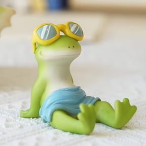XIBUFE Cute Frog Phone Holder with 6 Anti-Slip Pads,Resin Cell Phone Stand Animal Desk Phone Holder Universal Fit Smart Mobile Phones Stand Desk Ornaments
