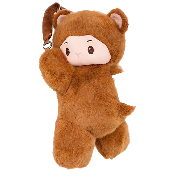 RIONIMA Cute Monkey Car Tissue Box Holder, Plush Hangable Napkin Dispenser, 6.7x10.6"
