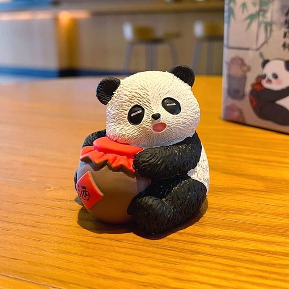 XIBUFE Cute Panda Resin Desktop Ornament Decorative Figurine for Home Living Room