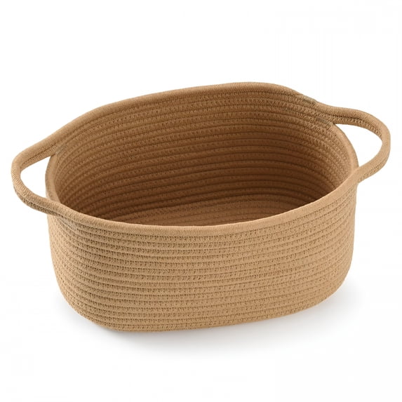 XIBUFE Cute Woven Gift Basket with Handle – Brown Storage Basket Empty, Gift Baskets for Valentines Day Birthday Baby Shower Raffle Burr, Decorative Organizer Container for Office, Home