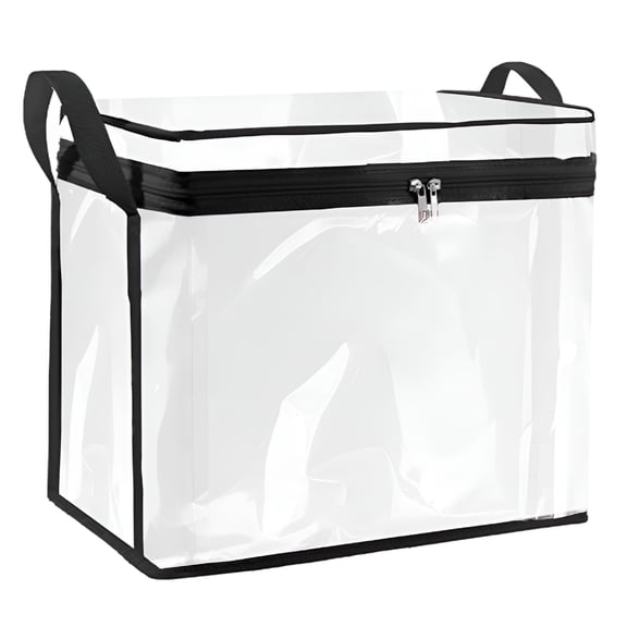 XIBUFE DVD Storage Bags with Zipper and Carrying Handles, Clear PVC Media Organizer Bag for DVDs CDs Blu Ray Discs Movie Cases VHS Video Game Disks, Transparent Storage Holder for Home Office