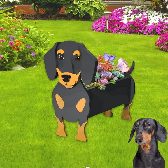XIBUFE Dachshund Dog Planter,Cute Animal Shaped Plant Pot,Dog Flower Pot,Dachshund Planter Gifts for Women Mom&Pet Lovers,Indoor Outdoor Garden Home Office Decor,9.45 X 7.5 X 13.39 Inches