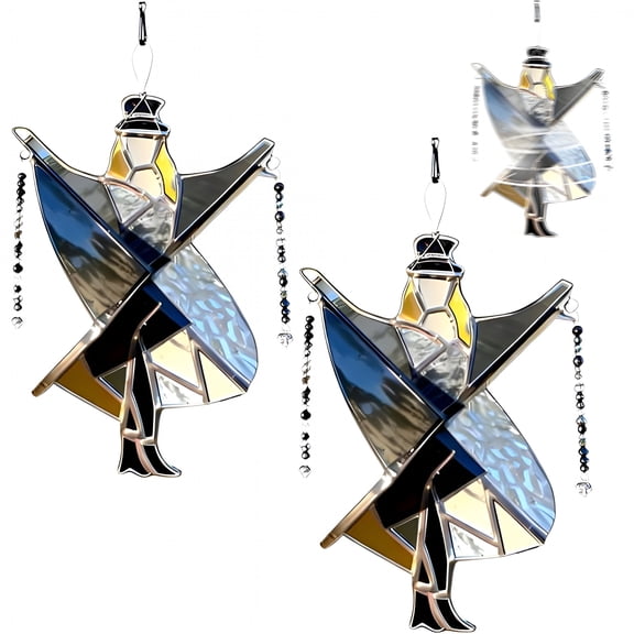 XIBUFE Dancing Lady Inspired Stained Glass Spinner,Stained Glass Wind Spinner,Acrylic Sunlight Catcher for Window Garden Porch,Colorful Boho Wind Spinner Ornament for Indoor Outdoor Display