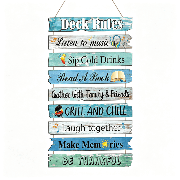 XIBUFE Deck Decorations Outdoor Deck Rules Sign Wall Art Porch Camping Summer Pool Dock Sign Plaque Camping Party Adventure Decor for Bar Campsite Cabin Tent Signs Patio Backyard