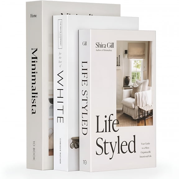 XIBUFE Decorative Fake Books with Hidden Storage,Faux Book Boxes for Coffee Table Home Decor,Set of 3,Ivory