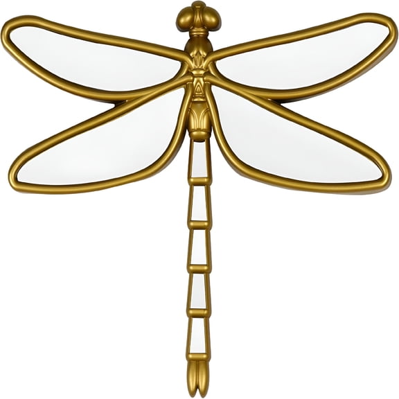 XIBUFE Decorative Golden Dragonfly Wall Mirror,Plastic Frame with Mirrored Wings (12.4 X 9.3 Inches)