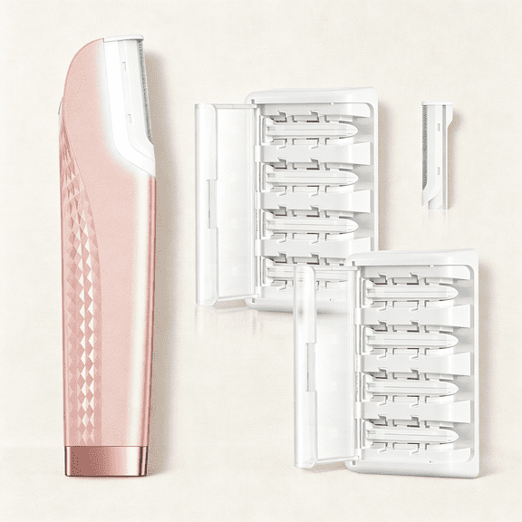 XIBUFE Dermaplane Razor for Women Face,Dermaplaning with 8 Refill Blades(Pink) | Peach Fuzz & Exfoliates,Rechargeable Dermaplane Tool,3 Adjustable Speeds,Led Light,Simple to Operate,Easy to Carry
