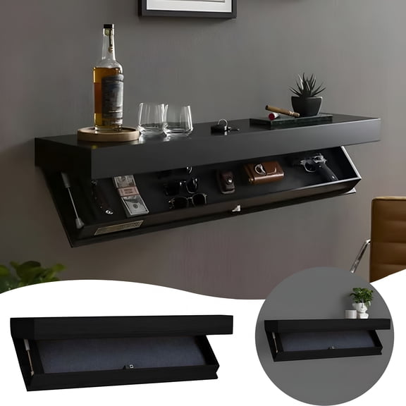 XIBUFE Designer Shelf with Secret Compartment Floating Shelf with Hidden Compartment Wall-Mounted Storage Rack Concealed Floating Wallboard for Living Room or Office