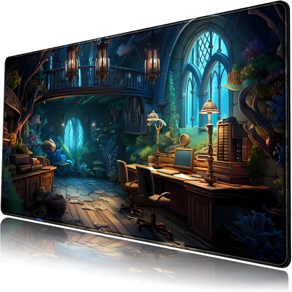 XIBUFE Desk Mat Mystic Vintage Large Mouse Pad Extended Gaming Mousepad Cute Aesthetic Desk Pad Xxl Computer Laptop Keyboard Mat Blue Mouse Mat Big 31.5''X15.7'' for Office Desk Decor