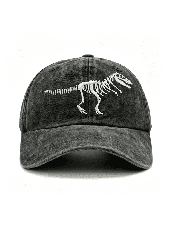 Dinosaur Hat, Embroidered Skull Dinosaur Baseball Cap for Men Women, Big Boys, Dino Fans Versatile Casual Baseball Caps for Men and Women