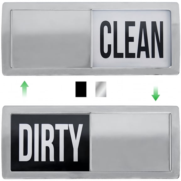 XIBUFE Dishwasher Magnet Clean Dirty Sign,Optional Adhesive for Non-Magnet Surfaces Dishwasher Dirty Clean Magnet,Silver