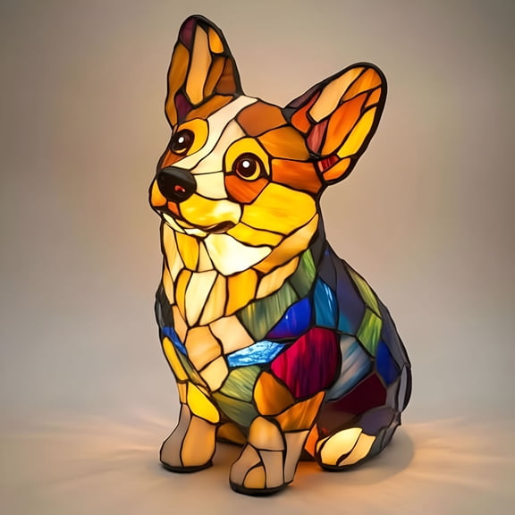 XIBUFE Dog Lamp, Dog Series Art Night Light Resin Night Light for Dog, Cute Pet Dogs Themed Tabletop Led Night Light, Vintage Home Decor, Funny Gift Table Top Lamp