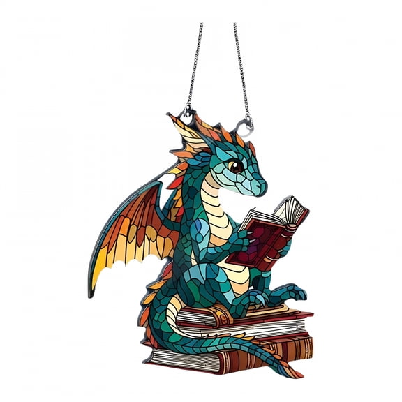XIBUFE Dragon Book Suncatcher for Windows Fantasy Acrylic Hanging Decor,Book Lover Gift,Dragon Sun Catcher Ornament,Gothic Window Art,Suncatcher Decor for Home Or Office