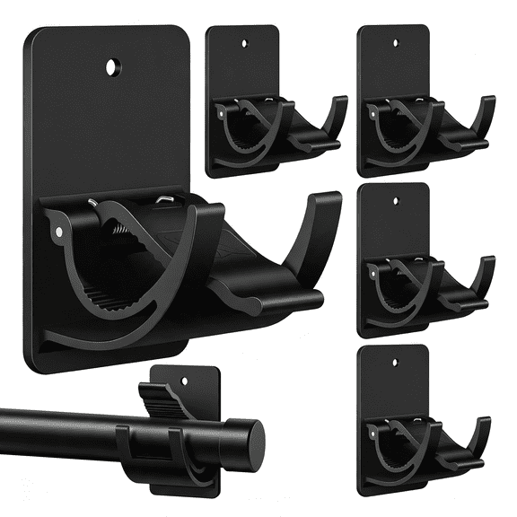 XIBUFE No Drill Curtain Rod Brackets,4 Pcs Self Adhesive Curtain Hooks 20Lb,Nail Free Adjustable Curtain Rod Holders Rental Friendly for Apartment,Kitchen,Bathroom,Dorm Living Room