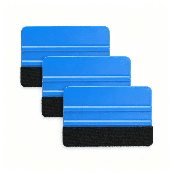 XIBUFE Durable Black Felt Edge Vinyl Squeegee Tool 4-Inch, Car Vinyl Film Wrapping Decal Window Tint Work, Scratch Free Squeegee (Pack of 3)