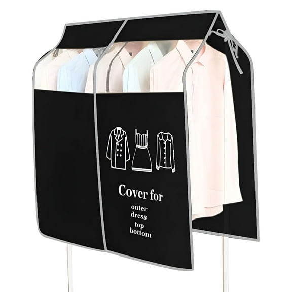 XIBUFE Dustproof Clothes Rack Cover, Expandable Hanging Closet Protector for Coats Suits Dresses, Large Nonwoven Fabric Garment Bag