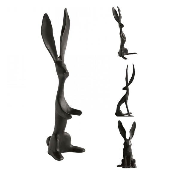 XIBUFE Easter Decorations,Black Bunny Statue - 10" Resin Rabbit Sculpture Easter Figurine,Easter Basket Stuffers - Elegant Holiday Decor for Tabletop,Mantel,Living Room,Office